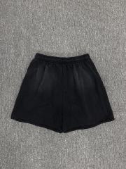 [NFC SCAN] High Quality Hellstar Blue Flame Graphic Sweat Shorts Vintage Wash Black