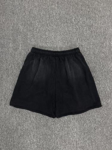 [NFC SCAN] High Quality Hellstar Blue Flame Graphic Sweat Shorts Vintage Wash Black