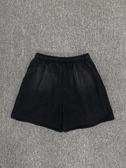 [NFC SCAN] High Quality Hellstar Blue Flame Graphic Sweat Shorts Vintage Wash Black
