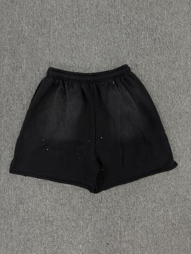 [NFC SCAN] High Quality Hellstar Vertical Logo Star Flame Sweat Shorts Vintage Wash Black