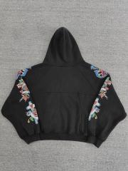 High Quality We Are Righteous Floral Angel Graphic Hoodie - Black