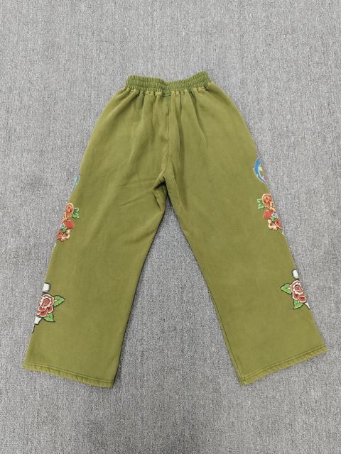 High Quality We Are Righteous Floral Angel Graphic Sweatpants- Moss Green