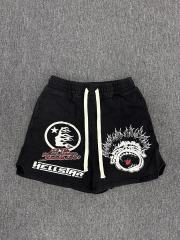 [NFC SCAN] High Quality Hellstar Scream Face Graphic Sweat Shorts Vintage Wash Black