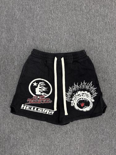 [NFC SCAN] High Quality Hellstar Scream Face Graphic Sweat Shorts Vintage Wash Black