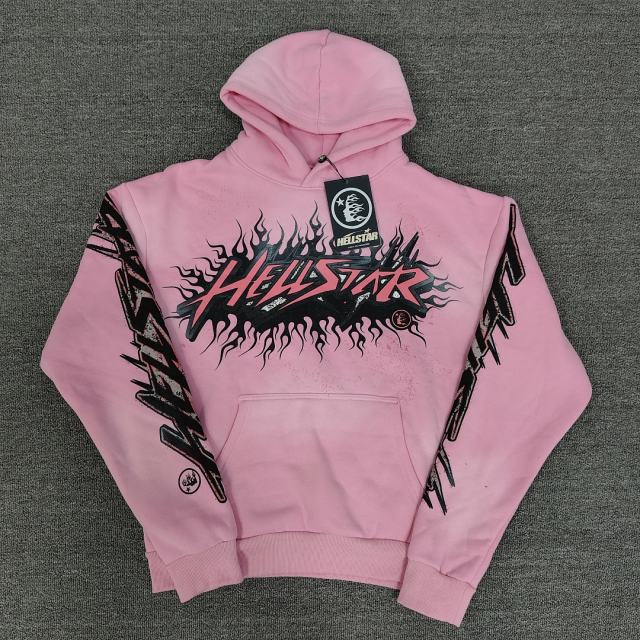 [NFC SCAN] High Quality Hellstar Pink Flame Hoodie