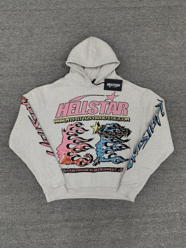 [NFC SCAN] High Quality Hellstar MyPath2Paradise Colorful Flame Graphic Hoodie Vintage Wash