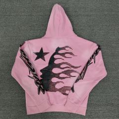 [NFC SCAN] High Quality Hellstar Pink Flame Hoodie