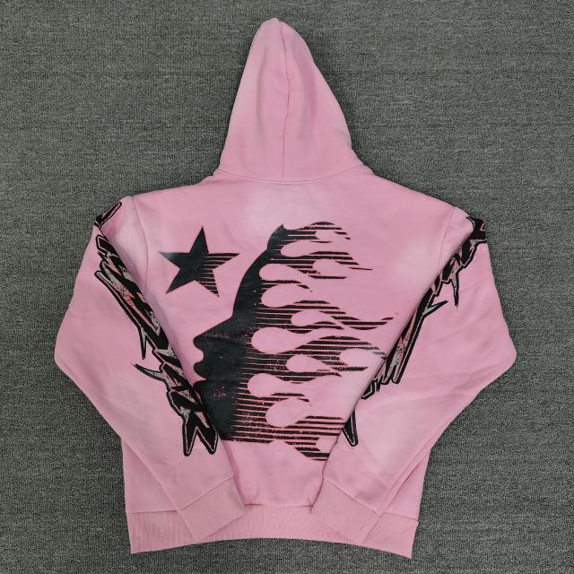 [NFC SCAN] High Quality Hellstar Pink Flame Hoodie