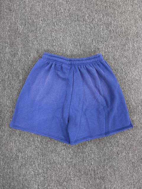 [NFC SCAN] High Quality Hellstar White Flame Graphic Sweat Shorts Vintage Wash Blue