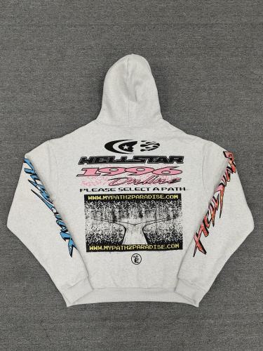 [NFC SCAN] High Quality Hellstar MyPath2Paradise Colorful Flame Graphic Hoodie Vintage Wash