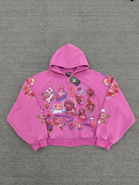 High Quality We Are Righteous Floral Angel Graphic Hoodie - Moss Green