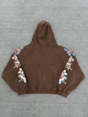 High Quality We Are Righteous Floral Angel Graphic Hoodie - Brown