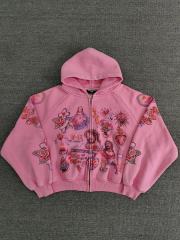 High Quality We Are Righteous Angel Graphic Hoodie - Pink