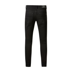 #569 Amir* Men Black Ripped Skinny Stretch Distressed Denim Jeans