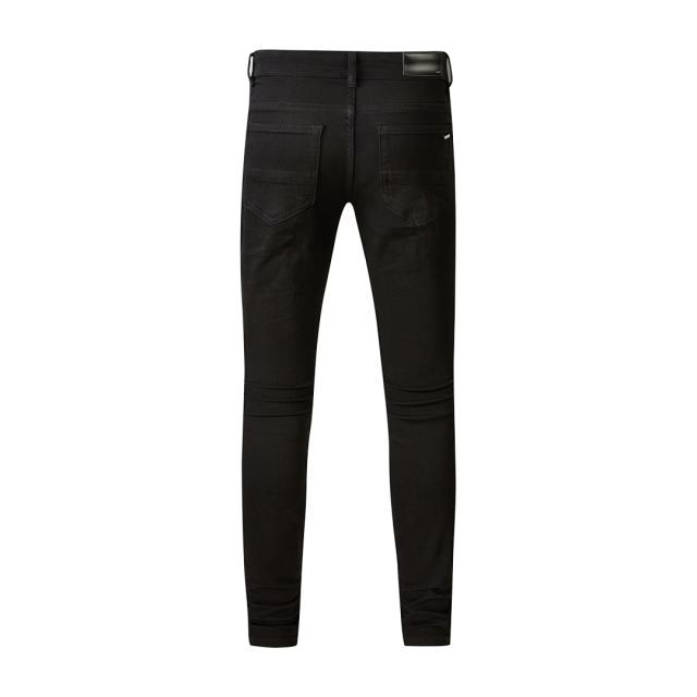 #569 Amir* Men Black Ripped Skinny Stretch Distressed Denim Jeans