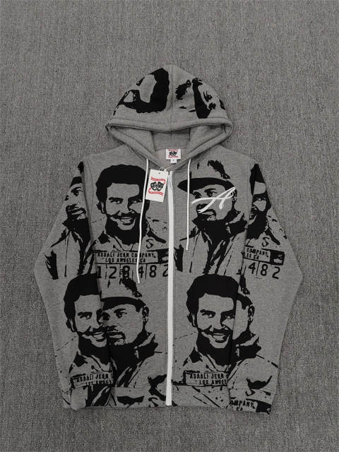 High Quality ASAALI Black White Portrait Collage Pullover Hoodie
