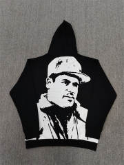 High Quality ASAALI Black White Portrait Pullover Hoodie