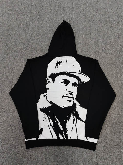 High Quality ASAALI Black White Portrait Pullover Hoodie