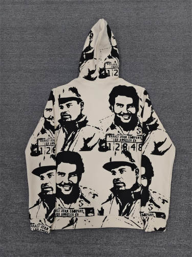 High Quality ASAALI Black White Portrait Collage Pullover Hoodie