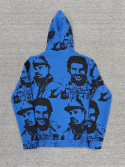 High Quality ASAALI Black Blue Portrait Collage Pullover Hoodie