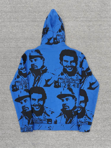 High Quality ASAALI Black Blue Portrait Collage Pullover Hoodie