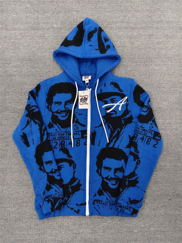 High Quality ASAALI Black Blue Portrait Collage Pullover Hoodie