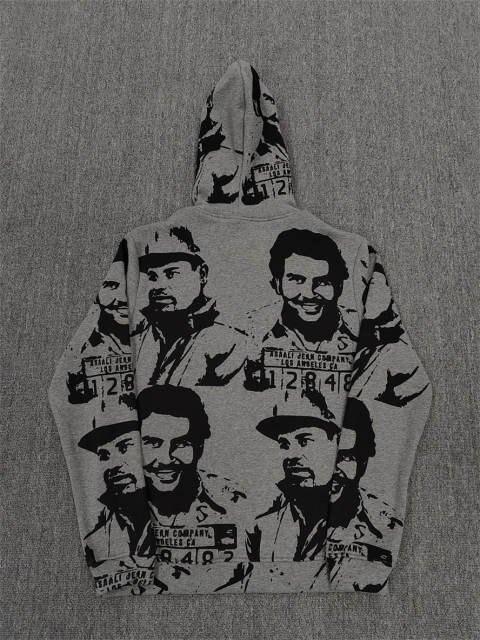 High Quality ASAALI Black White Portrait Collage Pullover Hoodie
