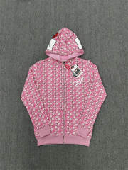 High Quality ASAALI Pink Mask Monogram Zip Hoodie