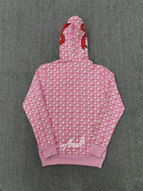 High Quality ASAALI Pink Mask Monogram Zip Hoodie
