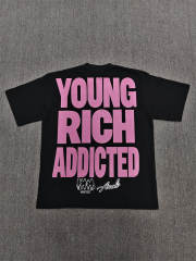 High Quality ASAALI ASAALI Black Pink Young Rich Addicted T-Shirt