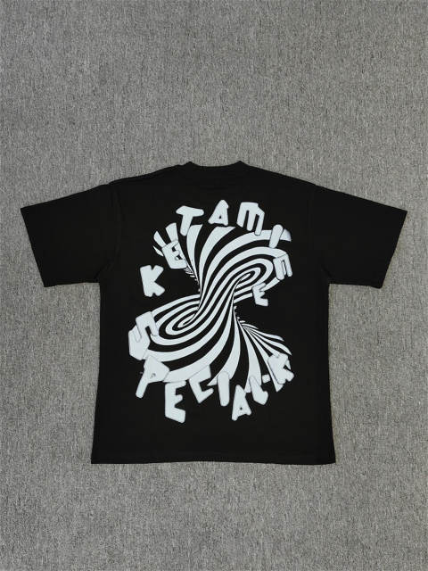 High Quality ASAALI ASAALI Black Spiral Typography Graphic T-Shirt