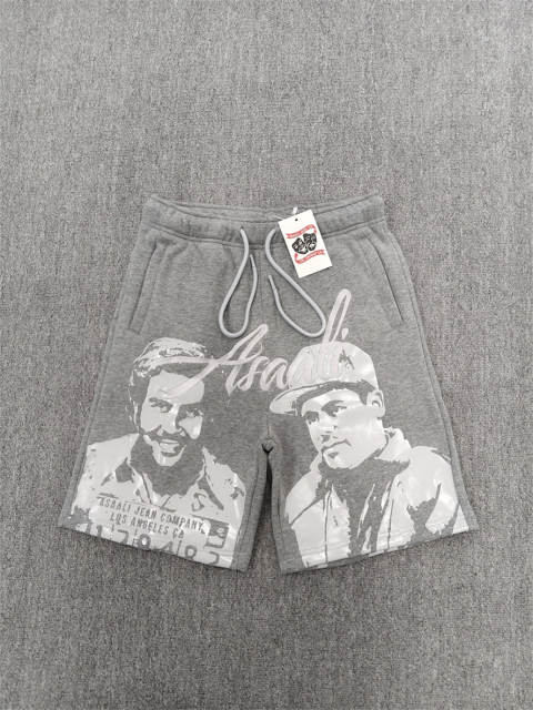 High Quality ASAALI Grey White Portrait Sweat Shorts