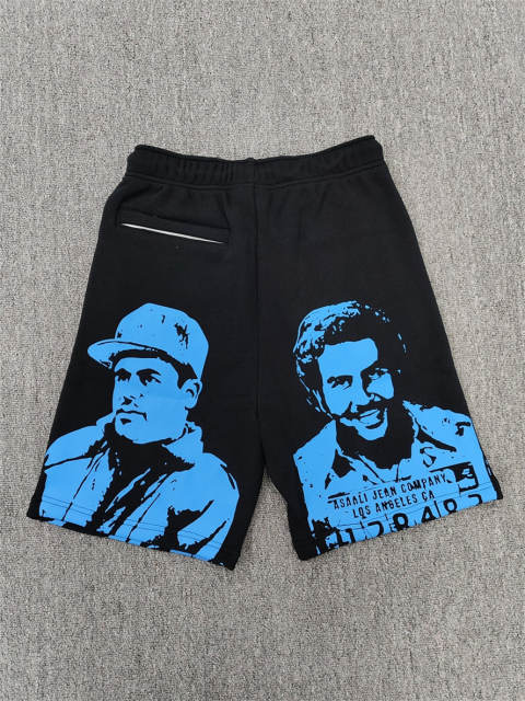 ASAALI Black Blue Portrait Sweat Shorts