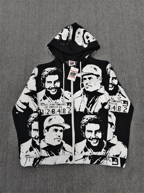 High Quality ASAALI Black White Portrait Collage Pullover Hoodie
