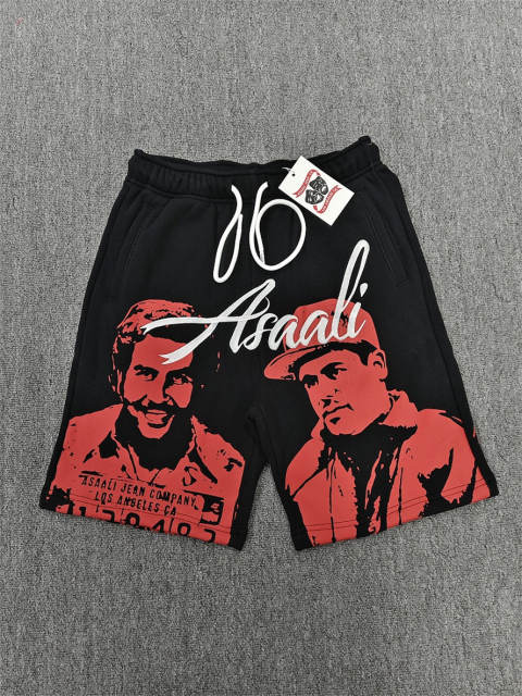 High Quality ASAALI Black Red Portrait Sweat Shorts