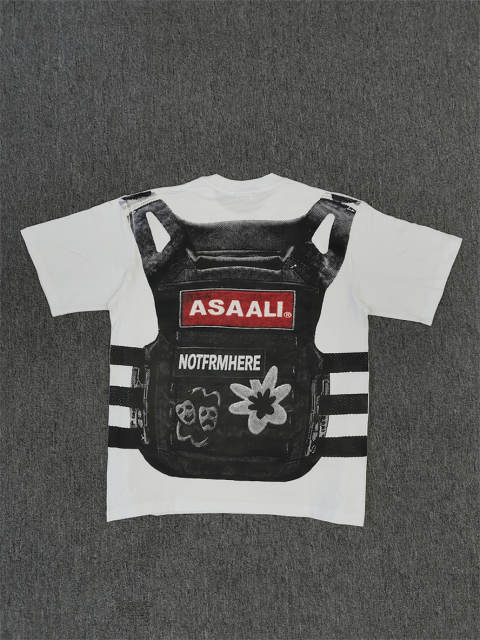 High Quality ASAALI Black White Motorcycle Racing Graphic T-Shirt