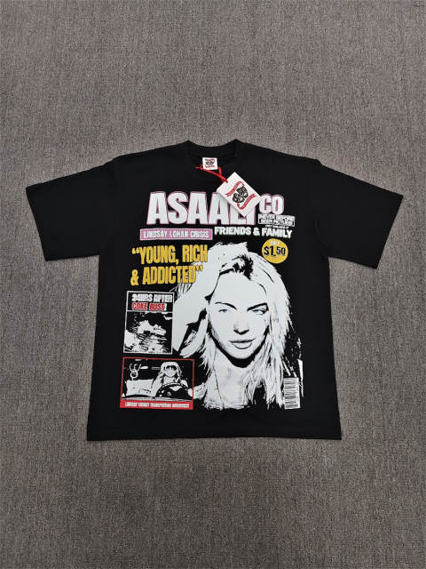 High Quality ASAALI ASAALI Black Pink Young Rich Addicted T-Shirt