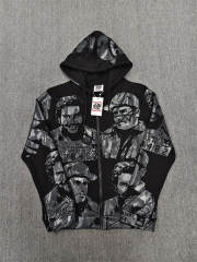 High Quality ASAALI Black Grey Cough Syrup Portrait Zip Hoodie