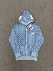 High Quality ASAALI Light Blue Mask Monogram Zip Hoodie