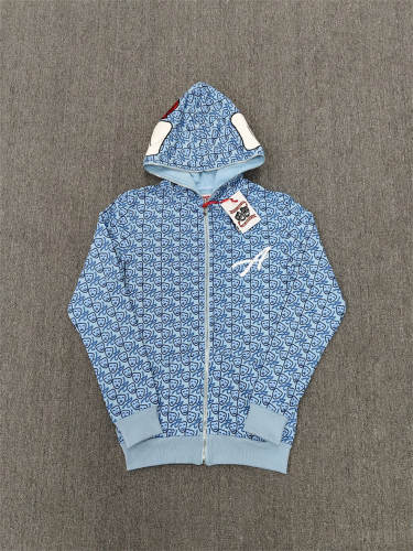 High Quality ASAALI Light Blue Mask Monogram Zip Hoodie