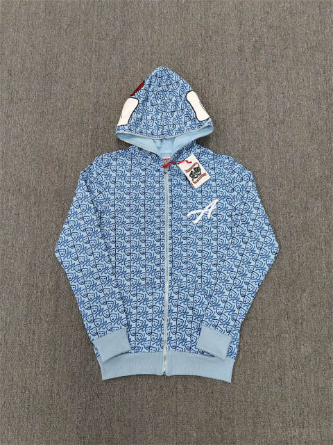 High Quality ASAALI Light Blue Mask Monogram Zip Hoodie