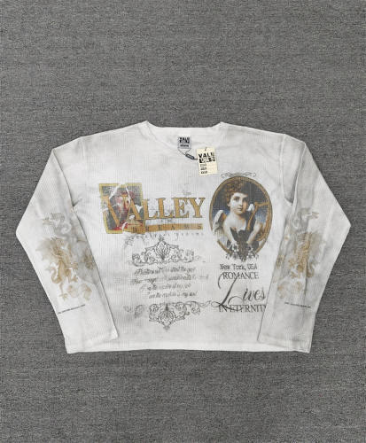 Vale Forever alley Dreams Retro Renaissance Angel Art Print Waffle Thermal Long Sleeve Shirt