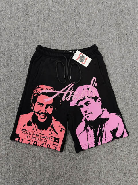 High Quality ASAALI Black Cyan Portrait Sweat Shorts
