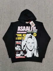 High Quality ASAALI Black Pink Portrait Zip Hoodie