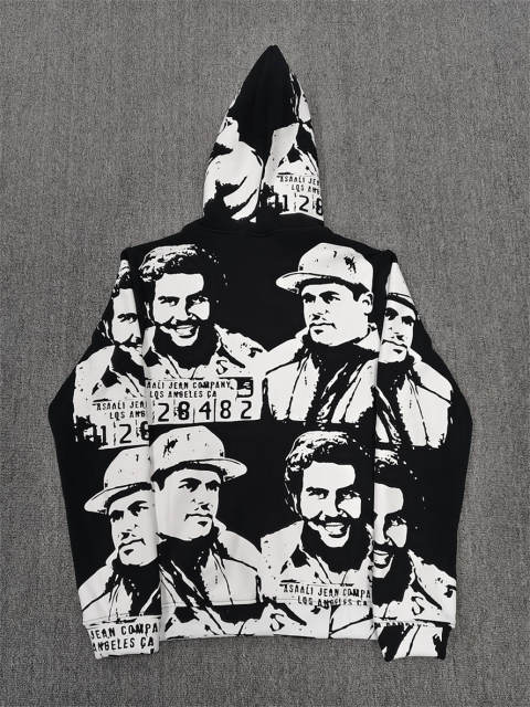 High Quality ASAALI Black White Portrait Collage Pullover Hoodie