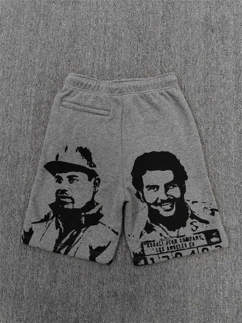 High Quality ASAALI Grey Black Portrait Sweat Shorts