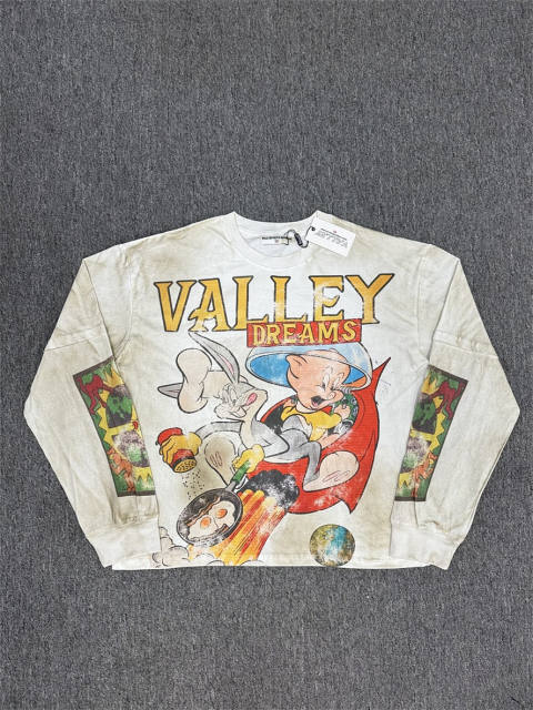 Vale Forever Distressed Vintage Cartoon Comic Graphic Long Sleeve T-Shirt