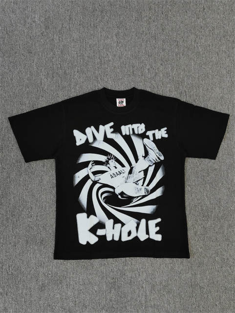 High Quality ASAALI ASAALI Black Spiral Typography Graphic T-Shirt