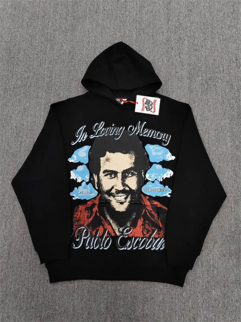 High Quality ASAALI Black Pablo Escobar Collage Pullover Hoodie