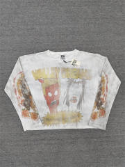 Vale Forever Valley Dreams Retro Horror Comic Character Print Waffle Thermal Long Sleeve Shirt